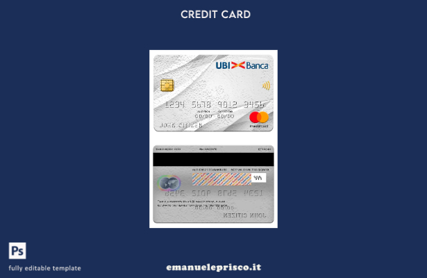 modello di mastercard bancaria UBI Italia stile verificato
